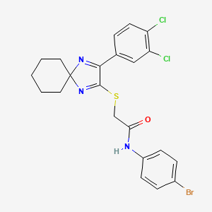 molecular formula C22H20BrCl2N3OS B2718266 N-(4-BROMOPHENYL)-2-{[3-(3,4-DICHLOROPHENYL)-1,4-DIAZASPIRO[4.5]DECA-1,3-DIEN-2-YL]SULFANYL}ACETAMIDE CAS No. 899932-03-7