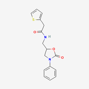 molecular formula C16H16N2O3S B2718268 N-((2-oxo-3-phenyloxazolidin-5-yl)methyl)-2-(thiophen-2-yl)acetamide CAS No. 954614-70-1