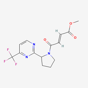 molecular formula C14H14F3N3O3 B2718269 Methyl (E)-4-oxo-4-[2-[4-(trifluoromethyl)pyrimidin-2-yl]pyrrolidin-1-yl]but-2-enoate CAS No. 2411333-72-5