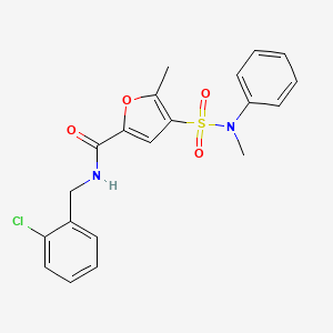 molecular formula C20H19ClN2O4S B2718315 N-[(2-chlorophenyl)methyl]-5-methyl-4-[methyl(phenyl)sulfamoyl]furan-2-carboxamide CAS No. 1207016-49-6
