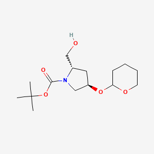 molecular formula C15H27NO5 B2718337 tert-butyl (2S,4R)-2-(hydroxymethyl)-4-(oxan-2-yloxy)pyrrolidine-1-carboxylate CAS No. 185951-15-9