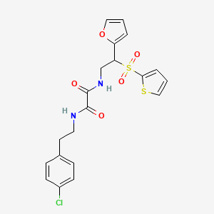 molecular formula C20H19ClN2O5S2 B2718360 N'-[2-(4-chlorophenyl)ethyl]-N-[2-(furan-2-yl)-2-(thiophene-2-sulfonyl)ethyl]ethanediamide CAS No. 896316-70-4