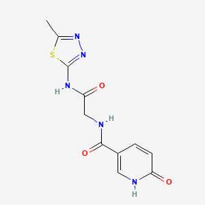 molecular formula C11H11N5O3S B2718367 N-(2-((5-methyl-1,3,4-thiadiazol-2-yl)amino)-2-oxoethyl)-6-oxo-1,6-dihydropyridine-3-carboxamide CAS No. 1219842-33-7
