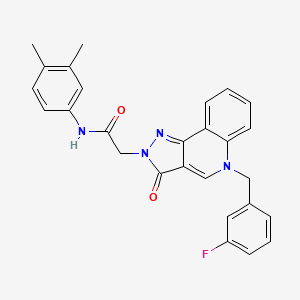 molecular formula C27H23FN4O2 B2718404 N-(3,4-dimethylphenyl)-2-{5-[(3-fluorophenyl)methyl]-3-oxo-2H,3H,5H-pyrazolo[4,3-c]quinolin-2-yl}acetamide CAS No. 931696-71-8