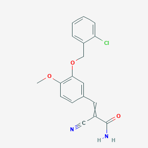 B2718463 3-{3-[(2-Chlorophenyl)methoxy]-4-methoxyphenyl}-2-cyanoprop-2-enamide CAS No. 444590-79-8