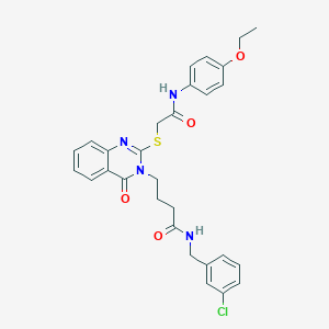 molecular formula C29H29ClN4O4S B2718493 N-[(3-chlorophenyl)methyl]-4-[2-({[(4-ethoxyphenyl)carbamoyl]methyl}sulfanyl)-4-oxo-3,4-dihydroquinazolin-3-yl]butanamide CAS No. 451464-85-0