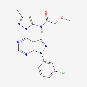 molecular formula C18H16ClN7O2 B2718533 N-(1-(1-(3-chlorophenyl)-1H-pyrazolo[3,4-d]pyrimidin-4-yl)-3-methyl-1H-pyrazol-5-yl)-2-methoxyacetamide CAS No. 1006002-93-2