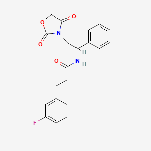 molecular formula C21H21FN2O4 B2718549 N-[2-(2,4-dioxo-1,3-oxazolidin-3-yl)-1-phenylethyl]-3-(3-fluoro-4-methylphenyl)propanamide CAS No. 2034404-08-3