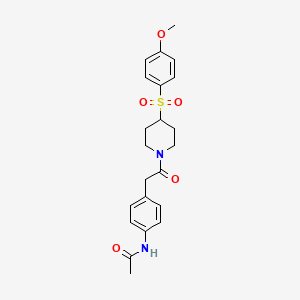 molecular formula C22H26N2O5S B2718558 N-(4-(2-(4-((4-methoxyphenyl)sulfonyl)piperidin-1-yl)-2-oxoethyl)phenyl)acetamide CAS No. 1705978-02-4