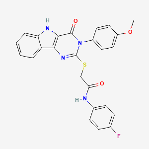 molecular formula C25H19FN4O3S B2718591 N-(4-fluorophenyl)-2-{[3-(4-methoxyphenyl)-4-oxo-3H,4H,5H-pyrimido[5,4-b]indol-2-yl]sulfanyl}acetamide CAS No. 536707-36-5