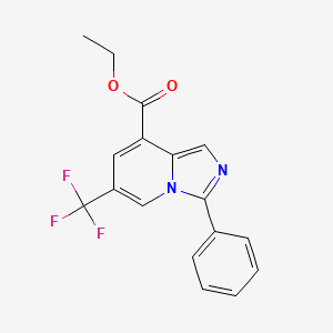 molecular formula C17H13F3N2O2 B2718596 Ethyl 3-phenyl-6-(trifluoromethyl)imidazo[1,5-a]pyridine-8-carboxylate CAS No. 2062072-14-2