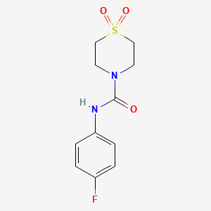 molecular formula C11H13FN2O3S B2718605 N-(4-fluorophenyl)-1,1-dioxo-1lambda6-thiomorpholine-4-carboxamide CAS No. 2080365-31-5