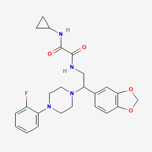 molecular formula C24H27FN4O4 B2718639 N'-[2-(2H-1,3-benzodioxol-5-yl)-2-[4-(2-fluorophenyl)piperazin-1-yl]ethyl]-N-cyclopropylethanediamide CAS No. 896257-82-2