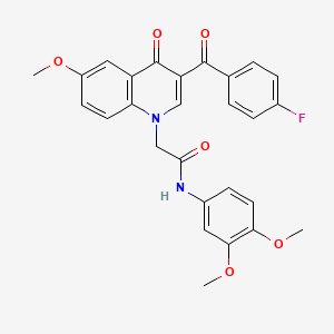 molecular formula C27H23FN2O6 B2718647 N-(3,4-dimethoxyphenyl)-2-[3-(4-fluorobenzoyl)-6-methoxy-4-oxo-1,4-dihydroquinolin-1-yl]acetamide CAS No. 866864-63-3