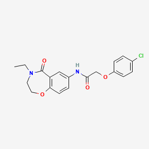 molecular formula C19H19ClN2O4 B2718679 2-(4-chlorophenoxy)-N-(4-ethyl-5-oxo-2,3,4,5-tetrahydro-1,4-benzoxazepin-7-yl)acetamide CAS No. 922128-26-5