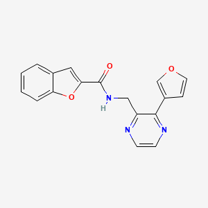 molecular formula C18H13N3O3 B2718681 N-((3-(furan-3-yl)pyrazin-2-yl)methyl)benzofuran-2-carboxamide CAS No. 2034611-52-2