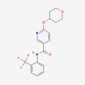 molecular formula C18H17F3N2O3 B2718716 6-(oxan-4-yloxy)-N-[2-(trifluoromethyl)phenyl]pyridine-3-carboxamide CAS No. 2034447-18-0