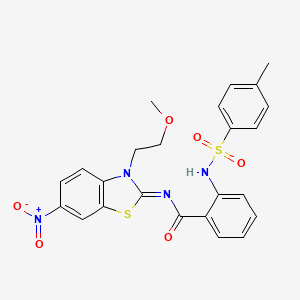 molecular formula C24H22N4O6S2 B2718727 N-[(2Z)-3-(2-methoxyethyl)-6-nitro-2,3-dihydro-1,3-benzothiazol-2-ylidene]-2-(4-methylbenzenesulfonamido)benzamide CAS No. 1006830-58-5
