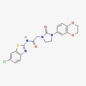 molecular formula C20H17ClN4O4S B2718744 N-(6-chloro-1,3-benzothiazol-2-yl)-2-[3-(2,3-dihydro-1,4-benzodioxin-6-yl)-2-oxoimidazolidin-1-yl]acetamide CAS No. 1286703-98-7