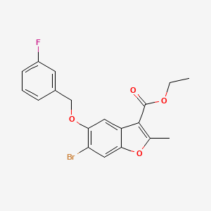 molecular formula C19H16BrFO4 B2718754 Ethyl 6-bromo-5-[(3-fluorophenyl)methoxy]-2-methyl-1-benzofuran-3-carboxylate CAS No. 308297-42-9