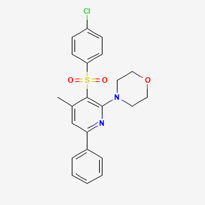 molecular formula C22H21ClN2O3S B2718763 4-{3-[(4-Chlorophenyl)sulfonyl]-4-methyl-6-phenyl-2-pyridinyl}morpholine CAS No. 478262-72-5