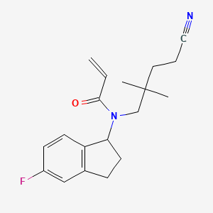 molecular formula C19H23FN2O B2718768 N-(4-Cyano-2,2-dimethylbutyl)-N-(5-fluoro-2,3-dihydro-1H-inden-1-yl)prop-2-enamide CAS No. 2411220-38-5