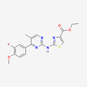 molecular formula C18H17FN4O3S B2718791 Ethyl 2-{[4-(3-fluoro-4-methoxyphenyl)-5-methyl-2-pyrimidinyl]amino}-1,3-thiazole-4-carboxylate CAS No. 861211-24-7