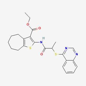 ethyl 2-(2-(quinazolin-4-ylthio)propanamido)-5,6,7,8-tetrahydro-4H-cyclohepta[b]thiophene-3-carboxylate
