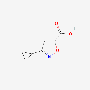 molecular formula C7H9NO3 B2718809 3-Cyclopropyl-4,5-dihydro-1,2-oxazole-5-carboxylic acid CAS No. 1249837-95-3