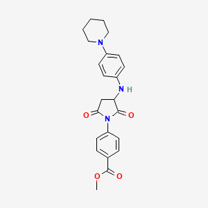 molecular formula C23H25N3O4 B2718860 Methyl 4-(2,5-dioxo-3-{[4-(piperidin-1-yl)phenyl]amino}pyrrolidin-1-yl)benzoate CAS No. 1009417-21-3