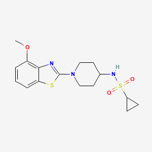 molecular formula C16H21N3O3S2 B2718870 N-[1-(4-Methoxy-1,3-benzothiazol-2-yl)piperidin-4-yl]cyclopropanesulfonamide CAS No. 2415573-56-5