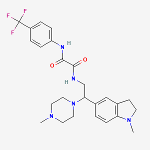 molecular formula C25H30F3N5O2 B2718880 N-[2-(1-methyl-2,3-dihydro-1H-indol-5-yl)-2-(4-methylpiperazin-1-yl)ethyl]-N'-[4-(trifluoromethyl)phenyl]ethanediamide CAS No. 922557-77-5