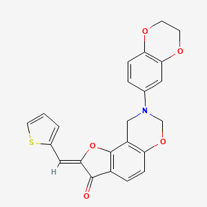 (Z)-8-(2,3-dihydrobenzo[b][1,4]dioxin-6-yl)-2-(thiophen-2-ylmethylene)-8,9-dihydro-2H-benzofuro[7,6-e][1,3]oxazin-3(7H)-one