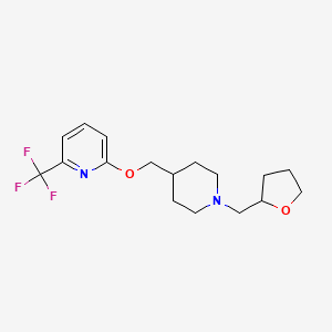 molecular formula C17H23F3N2O2 B2718886 2-({1-[(Oxolan-2-yl)methyl]piperidin-4-yl}methoxy)-6-(trifluoromethyl)pyridine CAS No. 2198845-84-8