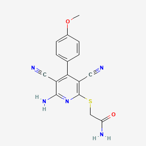 2-((6-Amino-3,5-dicyano-4-(4-methoxyphenyl)pyridin-2-yl)thio)acetamide