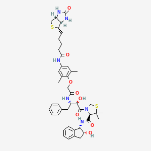 (4R)-3-[(2S,3S)-3-[2-[4-[5-[(3aS,4S,6aR)-2-oxidanylidene-1,3,3a,4,6,6a-hexahydrothieno[3,4-d]imidazol-4-yl]pentanoylamino]-2,6-dimethyl-phenoxy]ethanoylamino]-2-oxidanyl-4-phenyl-butanoyl]-5,5-dimethyl-N-[(1S,2R)-2-oxidanyl-2,3-dihydro-1H-inden-1-yl]-1,3-thiazolidine-4-carboxamide