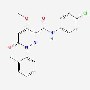 molecular formula C19H16ClN3O3 B2718900 N-(4-chlorophenyl)-4-methoxy-1-(2-methylphenyl)-6-oxo-1,6-dihydropyridazine-3-carboxamide CAS No. 941969-30-8