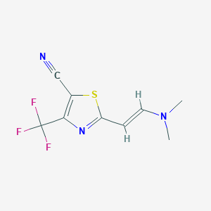 molecular formula C9H8F3N3S B2718910 2-[(E)-2-(dimethylamino)ethenyl]-4-(trifluoromethyl)-1,3-thiazole-5-carbonitrile CAS No. 339026-35-6