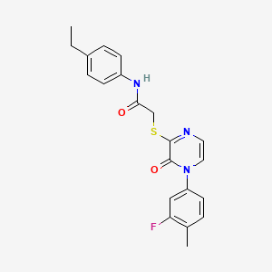 molecular formula C21H20FN3O2S B2718933 N-(4-ethylphenyl)-2-{[4-(3-fluoro-4-methylphenyl)-3-oxo-3,4-dihydropyrazin-2-yl]sulfanyl}acetamide CAS No. 899944-59-3