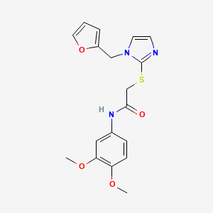 molecular formula C18H19N3O4S B2718945 N-(3,4-dimethoxyphenyl)-2-({1-[(furan-2-yl)methyl]-1H-imidazol-2-yl}sulfanyl)acetamide CAS No. 872594-20-2