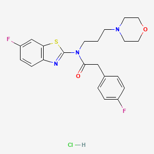 molecular formula C22H24ClF2N3O2S B2718954 N-(6-fluoro-1,3-benzothiazol-2-yl)-2-(4-fluorophenyl)-N-[3-(morpholin-4-yl)propyl]acetamide hydrochloride CAS No. 1219160-29-8