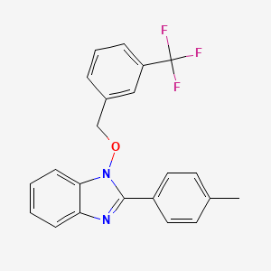 molecular formula C22H17F3N2O B2718957 2-(4-methylphenyl)-1-{[3-(trifluoromethyl)benzyl]oxy}-1H-1,3-benzimidazole CAS No. 338791-34-7