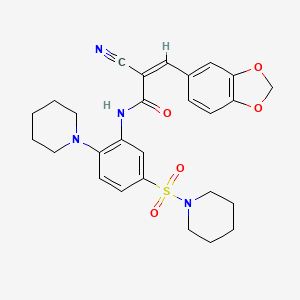 (Z)-3-(1,3-Benzodioxol-5-yl)-2-cyano-N-(2-piperidin-1-yl-5-piperidin-1-ylsulfonylphenyl)prop-2-enamide
