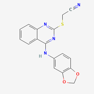 {[4-(1,3-Benzodioxol-5-ylamino)quinazolin-2-yl]thio}acetonitrile