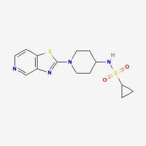 molecular formula C14H18N4O2S2 B2718971 N-(1-{[1,3]thiazolo[4,5-c]pyridin-2-yl}piperidin-4-yl)cyclopropanesulfonamide CAS No. 2415520-11-3