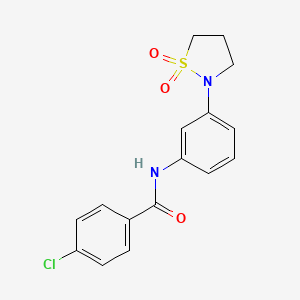 molecular formula C16H15ClN2O3S B2718974 4-chloro-N-(3-(1,1-dioxidoisothiazolidin-2-yl)phenyl)benzamide CAS No. 941886-36-8