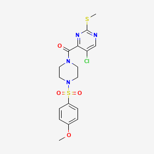 molecular formula C17H19ClN4O4S2 B2718977 5-Chloro-4-[4-(4-methoxybenzenesulfonyl)piperazine-1-carbonyl]-2-(methylsulfanyl)pyrimidine CAS No. 1087868-96-9