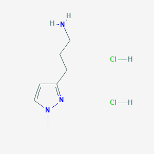 molecular formula C7H15Cl2N3 B2718988 3-(1-Methylpyrazol-3-yl)propan-1-amine;dihydrochloride CAS No. 2445785-69-1