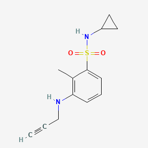 molecular formula C13H16N2O2S B2718994 N-Cyclopropyl-2-methyl-3-(prop-2-ynylamino)benzenesulfonamide CAS No. 1436046-72-8