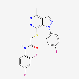 molecular formula C20H14F3N5OS B2719026 N-(2,4-difluorophenyl)-2-((1-(4-fluorophenyl)-4-methyl-1H-pyrazolo[3,4-d]pyridazin-7-yl)thio)acetamide CAS No. 1105235-99-1